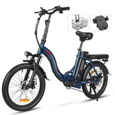 SAMEBIKE CY20 FT 350W Electric Bike - 350W Motor 36V13AH Battery 35KM Range Mechanical Disc Brakes - Dark Blue
